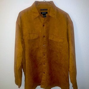 Bruno Men's Brown Sueded Microfiber Long Sleeve Button Up Shirt Men’s size large